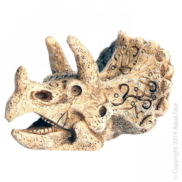 AQUA ONE ORNAMENT DINOSAUR HEAD WITH HORNS 6.5 X 8 X 5.5CMH