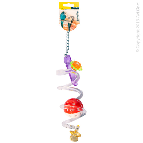 AVI ONE BIRD TOY ACRYLIC SPIRAL WITH BALL 32CM