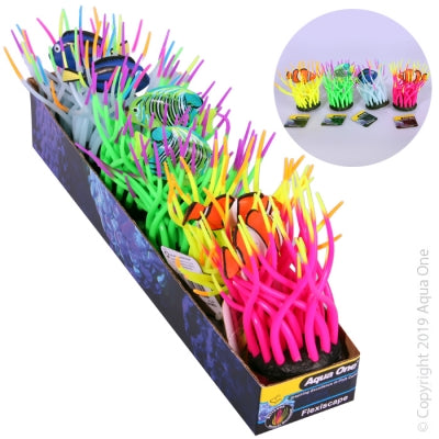 AQUA ONE FLEXISCAPE HELIOFUNGIA WITH FISH ASSORTED COLOURS 11CM
