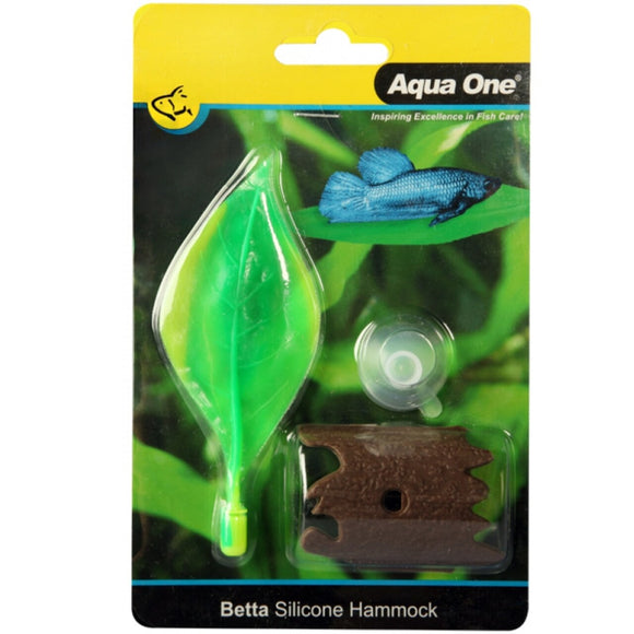 AQUA ONE SILICONE BETTA LEAF HAMMOCK WITH BARK