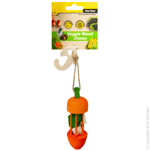 PET ONE VEGGIE WOOD CARROT CAROUSELORANGE 13CM