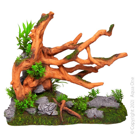 AQUA ONE ECOSCAPE DRIFTWOOD LIGHT ON ROCK GARDEN LARGE