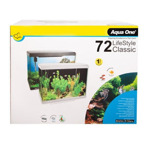 AQUA ONE LIFESTYLE CLASSIC 72 COMPLETE GLASS AQUARIUM 60CM 72L SATIN BLACK