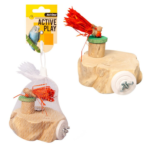 AVI ONE BIRD TOY PLATFORM WITH RAFFIA TASSEL 11.5 X 11CM