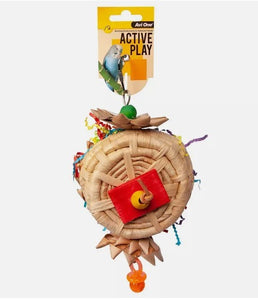 AVI ONE BIRD TOY BASKET WITH PALM FLOWERS 12.5 X 22CM