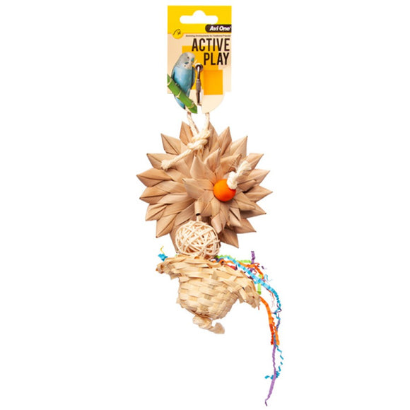 AVI ONE BIRD TOY POTTED PALM FLOWER 14 X 28CM