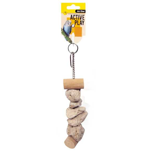AVI ONE BIRD TOY WOOD AND PUMICE ROCKS SMALL 32CM