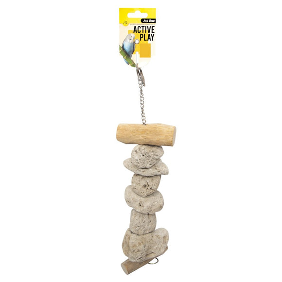 AVI ONE BIRD TOY WOOD AND PUMICE ROCKS LARGE 45.5CM