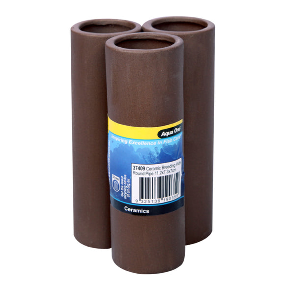 AQUA ONE CERAMIC BREEDING HIDE ROUND PIPE 11.2 X 7.3 X 7CM