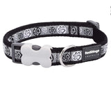 RED DINGO DOG COLLAR PAW IMPRESSIONS BLACK 25MM