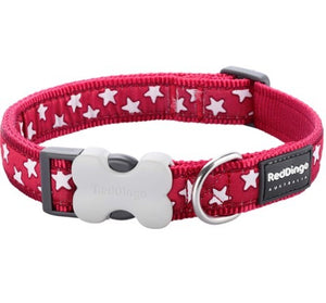 RED DINGO DOG COLLAR STAR RED 20MM