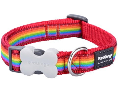 RED DINGO DOG COLLAR RAINBOW RED 12MM