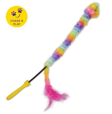 KAZOO KITTY PLAY WAND FLUFFY RAINBOW TAIL