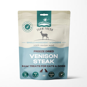 NATURE ISLAND FREEZE DRIED VENISION STEAK RAW TREATS  80G