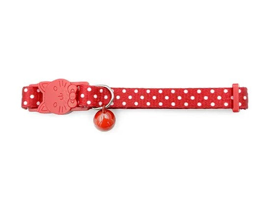 BAINBRIDGE CAT COLLAR DOTS AND FACE BUCKLE RED