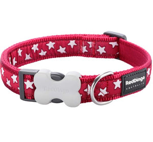 RED DINGO DOG COLLAR STAR RED 15MM