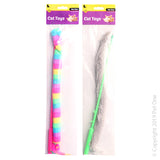 PET ONE CAT TOY WAND TAIL WITH BELL 40CM ASSORTED COLOUR