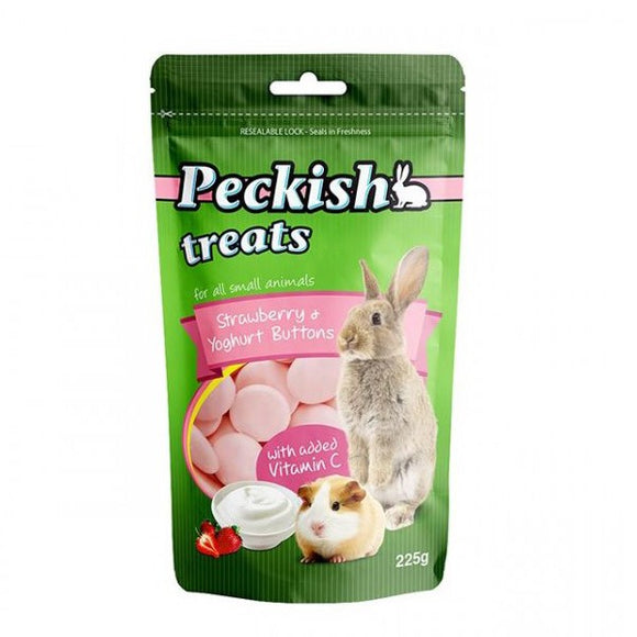 PECKISH TREATS - STRAWBERRY AND YOGHURT BUTTONS 225G