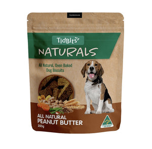 TIDBITS NATURALS PEANUT BUTTER OVEN BAKED BISCUITS 350G