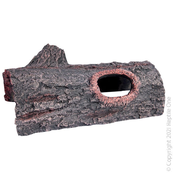 REPTILE ONE ORNAMENT LOG WITH TWO HOLES SMALL - 21 x 10.5 x 8CM