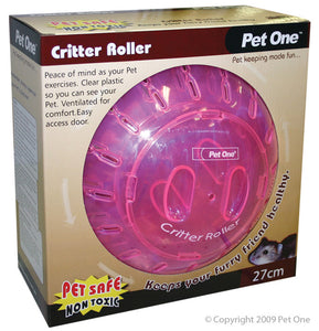 PET ONE CRITTER ROLLER LGE 27CM ASSORTED COLOURS