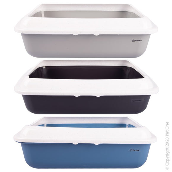 PET ONE LITTER TRAY RECTANGLE WITH LID LARGE 50X39X15CM