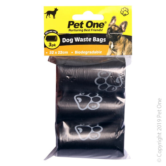 PET ONE DOGGY WASTE BAGS BIODEGRADABLE 3PK#