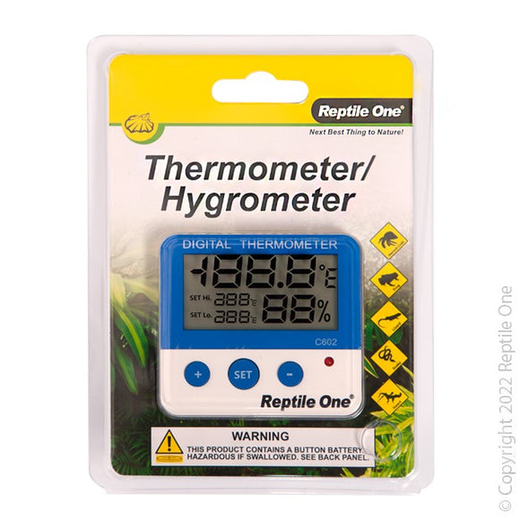 REPTILE ONE THERMOMETER HYGROMETER REPTILE EXTERNAL WITH PROBE AND MIN MAX LCD