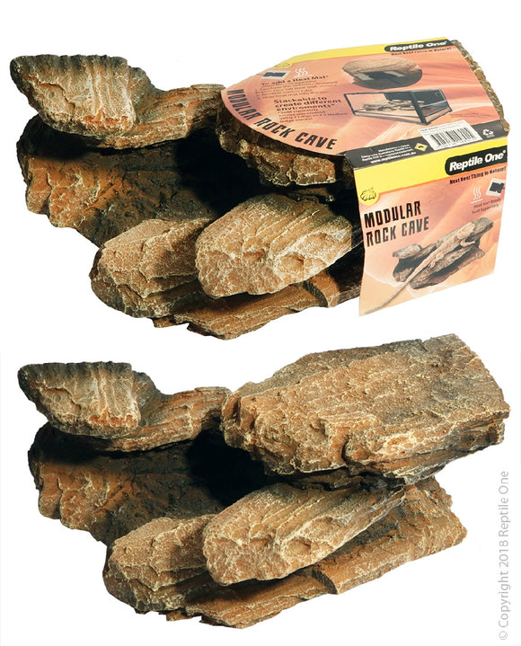 REPTILE ONE ROCK CAVE MODULAR STACKABLE HEAT MAT READY LARGE - 28.8 X 11.2 X 19CM