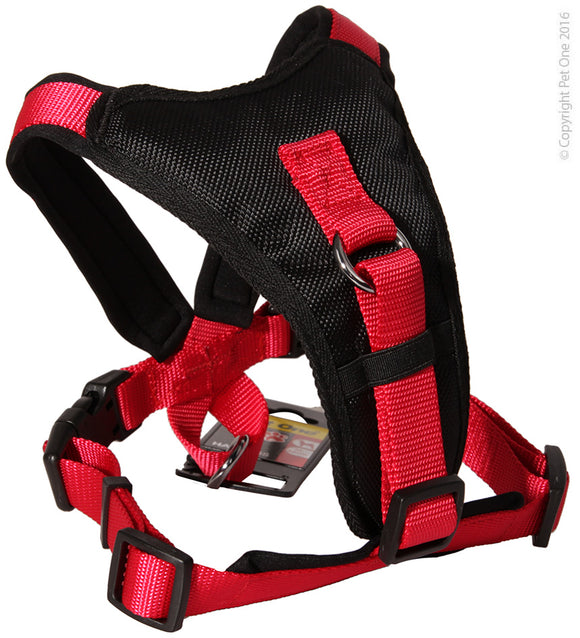 PET ONE 46-56CM HARNESS COMFY 20MM PADDED BLACK