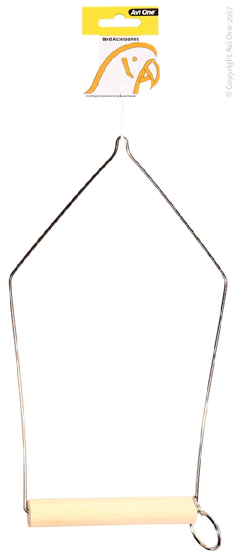 AVI ONE BIRD TOY TRIANGLE WIRE SWING WITH WOODEN PERCH 28 X 12CM