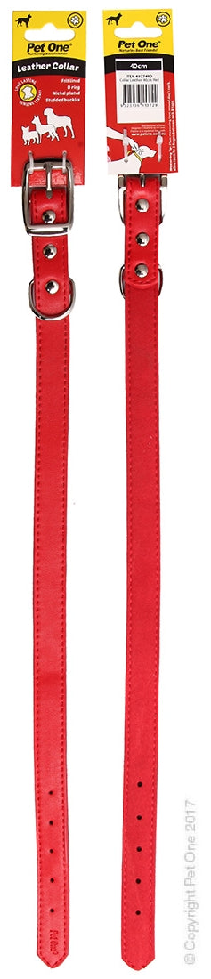 PET ONE COLLAR LEATHER 40CM RED