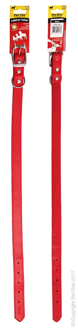 PET ONE COLLAR LEATHER 45CM RED