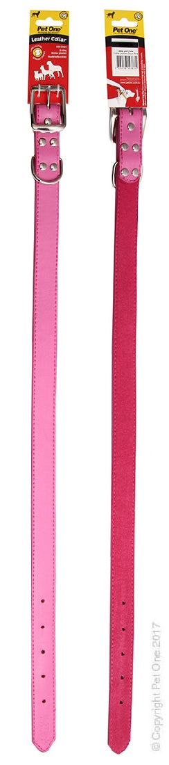 PET ONE COLLAR LEATHER 60CM PINK