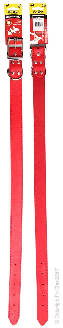 PET ONE COLLAR LEATHER 60CM RED