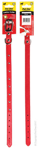 PET ONE COLLAR LEATHER STUDDED 40CM RED