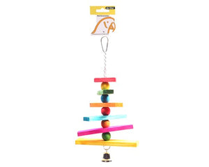 AVI ONE BIRD TOY COLOURED BLOCK CHAIN AND BELL 28CM