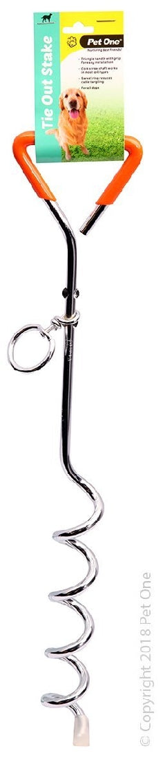 PET ONE TIE OUT STAKE WITH PLASTIC HANDLE