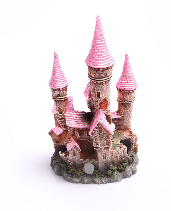 AQUA ONE ORNAMENT RUINED UNDERWATER CASTLE LARGE (PINK)