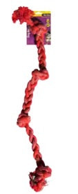 PET ONE DOG TOY BRAIDED ROPE WITH 4 KNOTS RED/BLUE 90CM