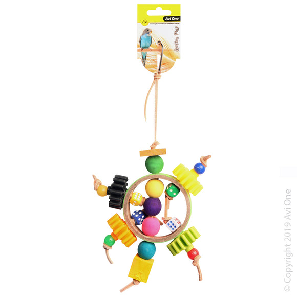 AVI ONE BIRD TOY PAPER RINGS WITH WOODEN AND PLASTIC 27CM