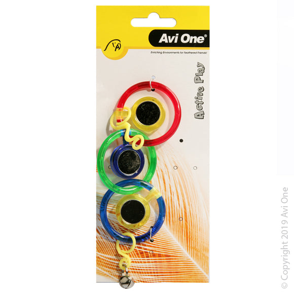 AVI ONE BIRD TOY TRIPLE RING WITH MIRROR & BELL