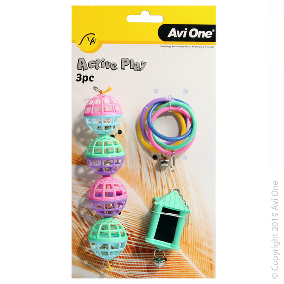 AVI ONE BIRD TOY 3PC OLYPMIC RINGS WITH BELL CHAIN