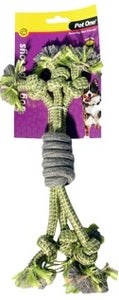 PET ONE DOG TOY 3 ROPE SPIRAL GRIP GRREN/GREY 30CM