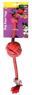 PET ONE DOG TOY ROPE WITH 1 ROPE BALL RED/BLUE 38CM