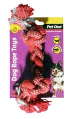 PET ONE DOG TOY BRAIDED ROPE WITH KNOTS RED/BLUE 20CM