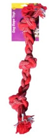 PET ONE DOG TOY BRAIDED ROPE WITH 3 KNOTS RED/BLUE 50CM
