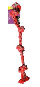 PET ONE DOG TOY BRAIDED ROPE WITH 4 KNOTS RED/BLUE 70CM