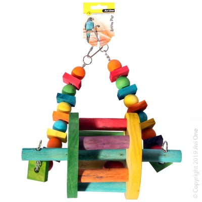 AVI ONE PARROT TOY WOODEN SWING WITH WHEEL LARGE