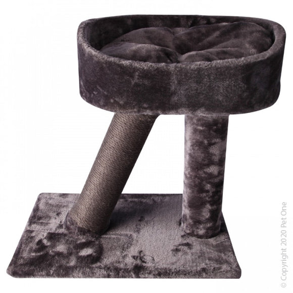 PET ONE SCRATCHING TREE POST WITH BED 48X30X50CM GREY